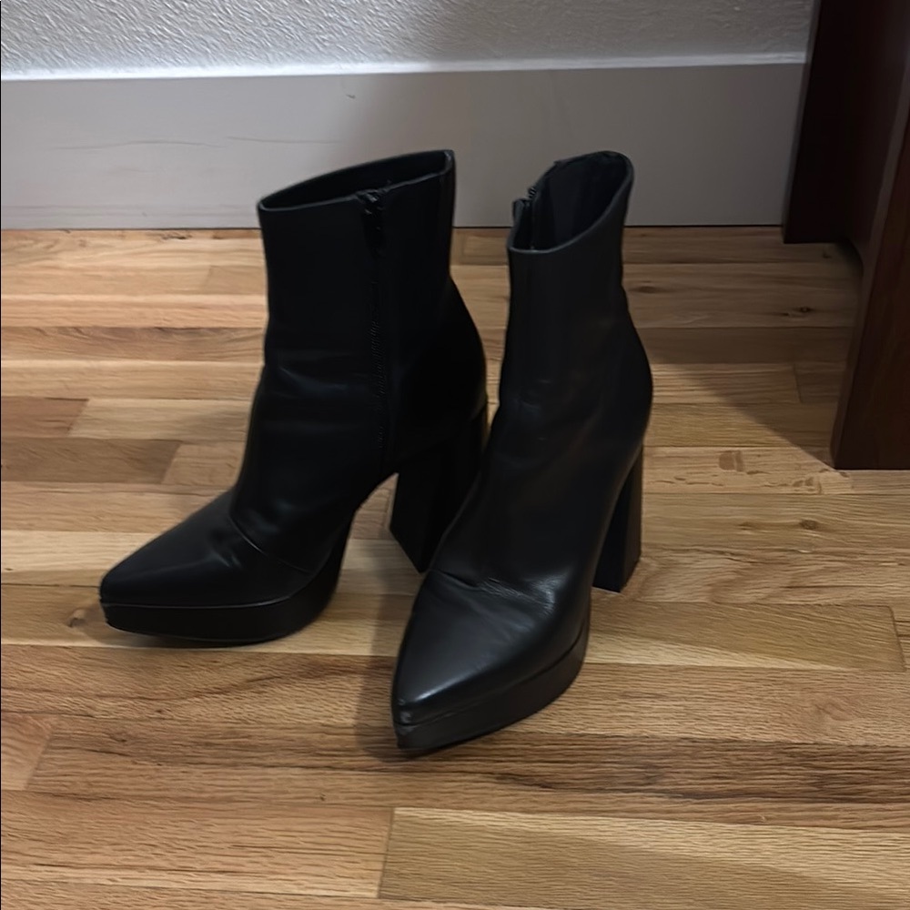 Black Leather Ankle Boots